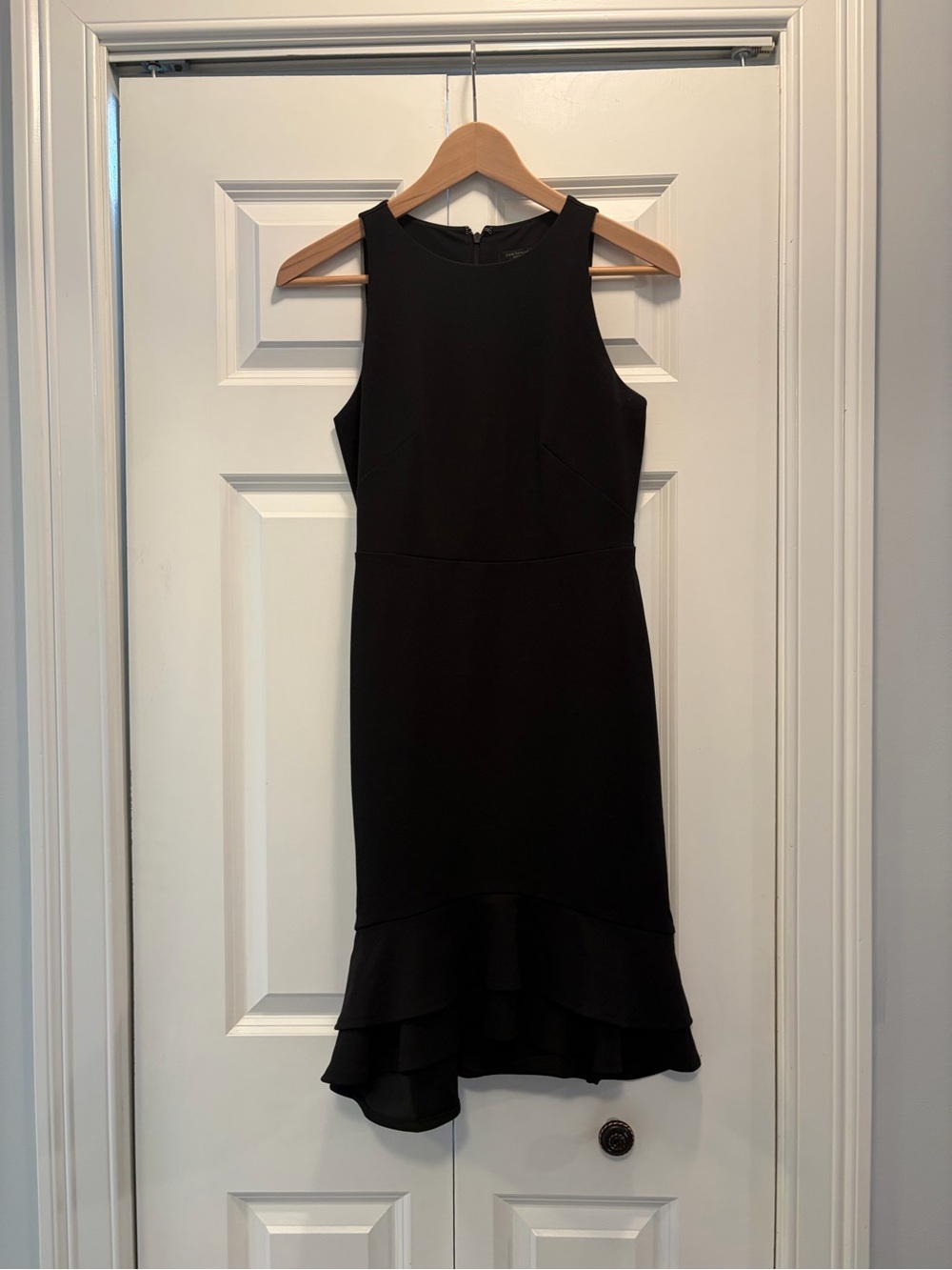 Ann Taylor Black Sleeveless Ruffle-Hem Midi Dress